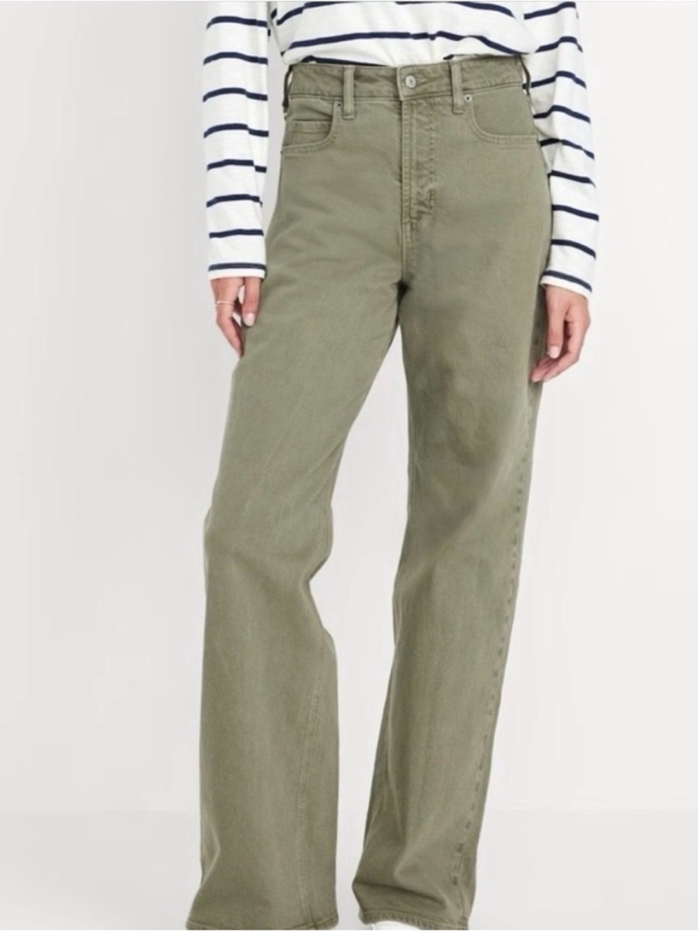 Old Navy Olive Green Sky-Hi Wide Leg Extra High Rise Jeans Size 10